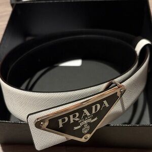 Prada Black and White Leather Belt